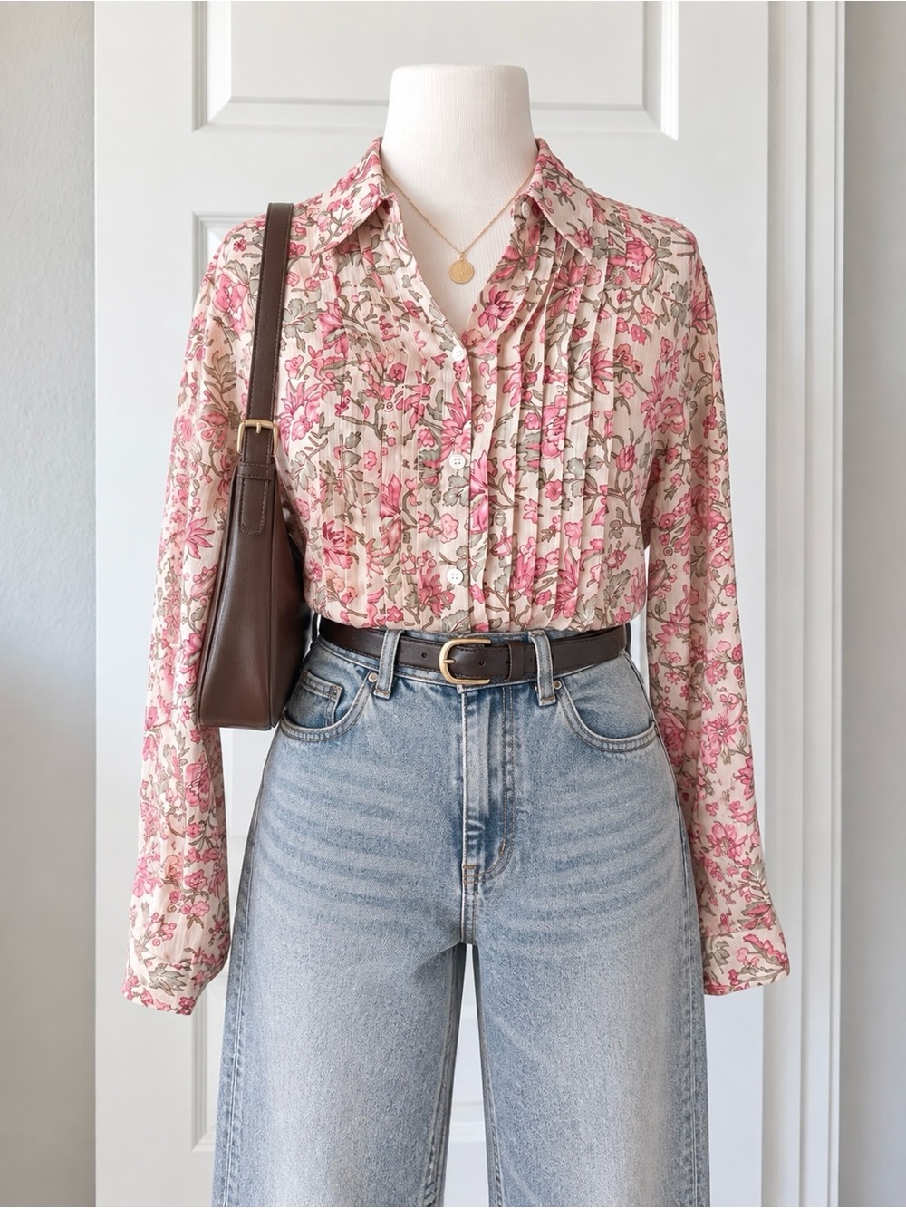 Charter Club Floral Cotton Button Down Blouse Women’s 14 Cottagecore